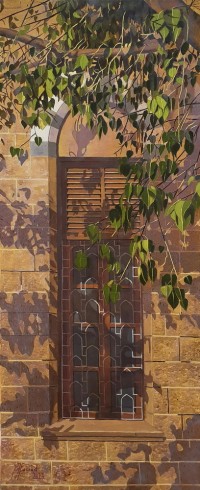 S. M. Fawad, Frere Hall, Karachi, 17 x 42 Inch, Oil on Canvas, Realistic Painting, AC-SMF-227